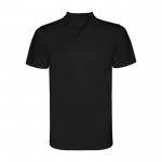 Polo técnico de poliéster piqué de manga corta 150 g/m2 Roly Direct Monzha color negro segunda vista