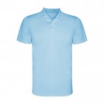 Polo técnico de poliéster piqué de manga corta 150 g/m2 Roly Direct Monzha color azul claro segunda vista