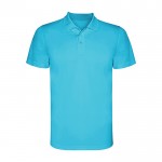 Polo técnico de poliéster piqué de manga corta 150 g/m2 Roly Direct Monzha color turquesa segunda vista