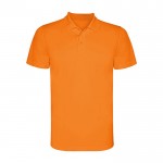 Polo técnico de poliéster piqué de manga corta 150 g/m2 Roly Direct Monzha color naranja fluorescente segunda vista