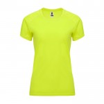 Camiseta técnica entallada de poliéster para mujer 135 g/m2 Roly Direct Bahrain color amarillo fluorescente segunda vista