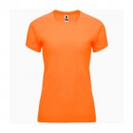 Camiseta técnica entallada de poliéster para mujer 135 g/m2 Roly Direct Bahrain color naranja fluorescente segunda vista