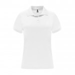 Polo técnico de poliéster piqué para mujer 150 g/m2 Roly Direct Monzha color blanco segunda vista