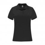 Polo técnico de poliéster piqué para mujer 150 g/m2 Roly Direct Monzha color negro segunda vista