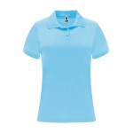 Polo técnico de poliéster piqué para mujer 150 g/m2 Roly Direct Monzha color azul claro segunda vista