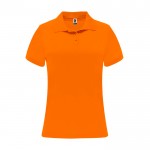 Polo técnico de poliéster piqué para mujer 150 g/m2 Roly Direct Monzha color naranja fluorescente segunda vista