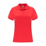 Polo técnico de poliéster piqué para mujer 150 g/m2 Roly Direct Monzha color rojo segunda vista