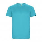 Camiseta técnica en manga corta de tejidos reciclados 135 g/m2 Roly Direct Imola color turquesa segunda vista