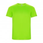 Camiseta técnica en manga corta de tejidos reciclados 135 g/m2 Roly Direct Imola color verde fluorescente segunda vista