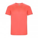 Camiseta técnica en manga corta de tejidos reciclados 135 g/m2 Roly Direct Imola color coral segunda vista