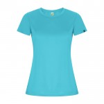 Camiseta técnica de poliéster reciclado para mujer 135 g/m2 Roly Direct Imola color turquesa segunda vista