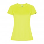 Camiseta técnica de poliéster reciclado para mujer 135 g/m2 Roly Direct Imola color amarillo fluorescente segunda vista