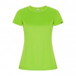 Camiseta técnica de poliéster reciclado para mujer 135 g/m2 Roly Direct Imola color verde fluorescente segunda vista