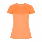 Camiseta técnica de poliéster reciclado para mujer 135 g/m2 Roly Direct Imola color naranja fluorescente segunda vista