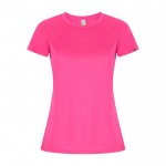 Camiseta técnica de poliéster reciclado para mujer 135 g/m2 Roly Direct Imola color rosa fluorescente segunda vista