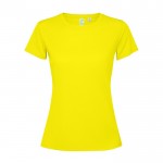 Camiseta técnica de poliéster reciclado para mujer 125 g/m2 Roly Direct Estoril color amarillo fluorescente segunda vista