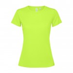 Camiseta técnica de poliéster reciclado para mujer 125 g/m2 Roly Direct Estoril color verde fluorescente segunda vista