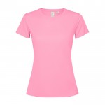 Camiseta técnica de poliéster reciclado para mujer 125 g/m2 Roly Direct Estoril color rosa pastel segunda vista