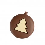 Chocolate en forma de bola de navidad con diseño de árbol color blanco segunda vista