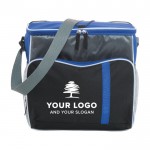 Bolsa térmica con distintos compartimientos en el exterior color azul ultramarino tercera vista