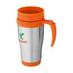 Taza isotérmica oficina con logo 400ml colo naranja con logo