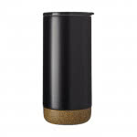 Elegante vaso térmico para publicidad color negro vista delantera