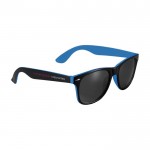 Gafas de sol retro con dos colores color azul vista impresa con tampografía