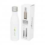 Botella moteada color blanco con logo