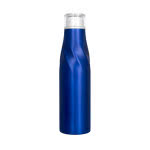 Botella de metal con función termo color azul vista delantera