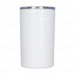 Vaso térmico de acero para empresas color blanco vista delantera