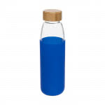 Botella de cristal con funda de silicona color azul tercera vista