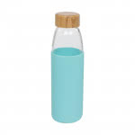 Botella de cristal con funda de silicona color turquesa tercera vista