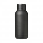 Botella de viaje con aro metálico color negro vista delantera