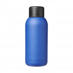 Botella de viaje con aro metálico color azul vista delantera