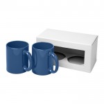 Set de 2 tazas de publicidad en caja color azul