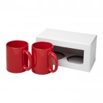 Set de 2 tazas de publicidad en caja color rojo