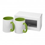 Kit de 2 tazas de sublimación en caja color verde lima