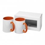 Kit de 2 tazas de sublimación en caja color naranja