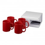 Conjunto de 4 tazas corporativas en caja color rojo