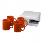 Conjunto de 4 tazas corporativas en caja color naranjaoscuro