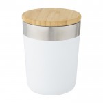 Vaso térmico con tapa de bambú orgánico color blanco segunda vista