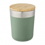 Vaso térmico con tapa de bambú orgánico color verde menta segunda vista