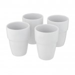 Vasos de cerámica apilables color blanco tercera vista