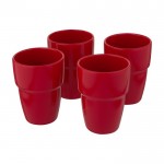 Vasos de cerámica apilables color rojo tercera vista