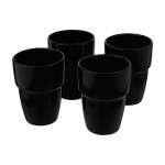 Vasos de cerámica apilables color negro tercera vista