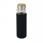 Botella de vidrio borosilicatado con funda color negro tercera vista