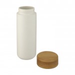 Vaso de cerámica con tapa de bambú color blanco segunda vista