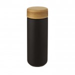 Vaso de cerámica con tapa de bambú color negro tercera vista