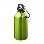 Botella de aluminio reciclado de acabado mate con mosquetón 400ml color verde