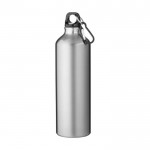 Botella de aluminio reciclado de acabado mate con mosquetón 770ml color plateado